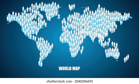 Illustrations Concept - People Symbols In Shape Of World Map , Overpopulation Concept