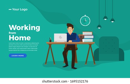 Illustrations concept people working from home. Stay home. Vector illustrate.