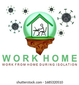 Illustrations concept Work Home. The company allows employees to work from home to avoid viruses. Vector illustrate.