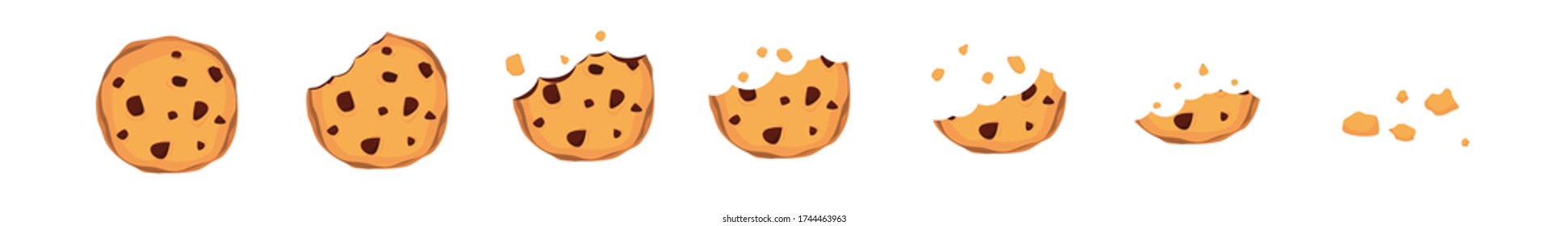 Illustrations Of Cookies Bite Size. Vector Flat Illustration