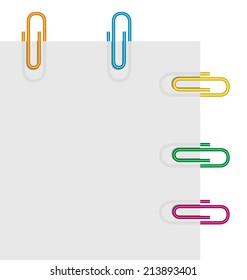 illustrations of the corner of a sheet of paper and colored paper clips 