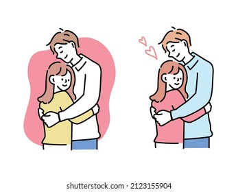  Illustrations of couples, couples, lovers and families.Good friends, marriage, love, love, happiness, future, life planning.
