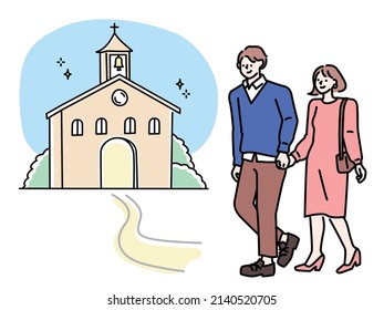 Illustrations of couples, lovers, married couples, and families.Dating, church, marriage, engagement, preparation.