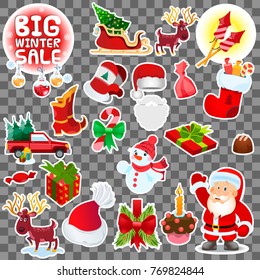 Illustrations for creating posters, cards, for the design of items with New Year's motives. Christmas set of pictures.