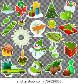Illustrations for creating posters, cards, for the design of items with New Year's motives. Christmas set of pictures.