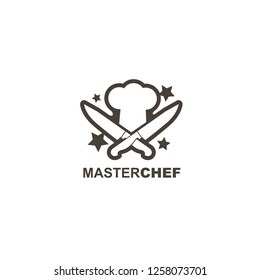 ilustraciones de cuchillos cruzados e icono del sombrero de chef