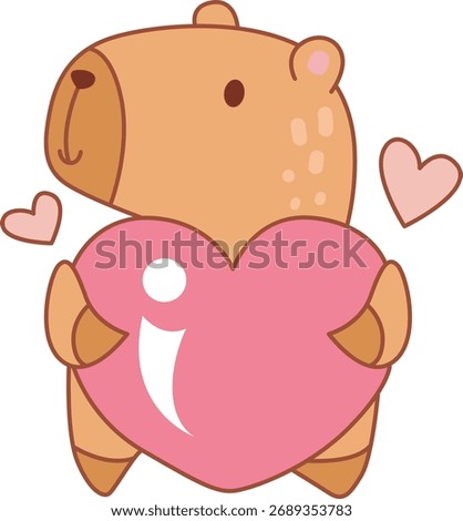 Illustrations of cute capybara character clip art for kids. Capybara bring a love sign