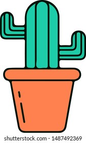 illustrations of cute cartoon cactus in pot on white background. can be used like pin template