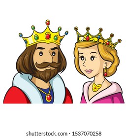 Illustrations of cute cartoon king & queen.