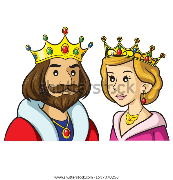 Illustrations Cute Cartoon King Queen Stock Vector (Royalty Free ...