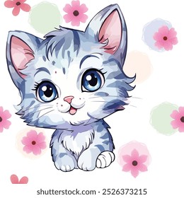 Ilustrações de gatos fofos em vários padrões e poses
Bonito desenho animado gato raças set. Adoráveis gatos florais sentados, em pé. Birman fofo, oriental, cornish rex, maine coon, sphynx, flor siamesa