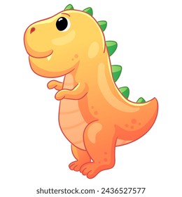  Illustrations of cute dinosaurs for children in different colors: Triceratops, Stegosaurus, Brontosaurus, Pterosaurus, Tyrannosaurus, Brachiosaurus.