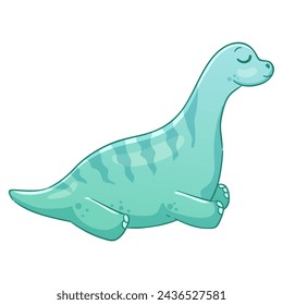  Illustrations of cute dinosaurs for children in different colors: Triceratops, Stegosaurus, Brontosaurus, Pterosaurus, Tyrannosaurus, Brachiosaurus.