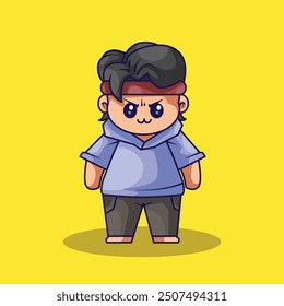 Illustrations of cute teenage chibi children are good for use as icons and logos