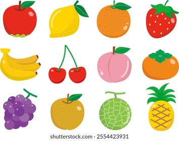 Illustrations of cute various fruits