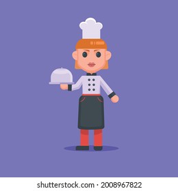 Illustrations of cute vector characters, businesswoman, firefighter, and chef