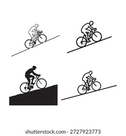 Ilustraciones de ciclistas que montan bicicletas en diversos terrenos