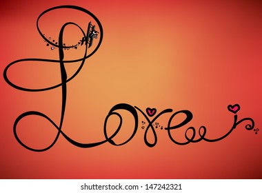 illustrations, decoration, vector, love, design, swirl, ornate, shape, heart, valentine's,  orange