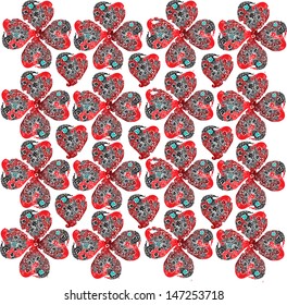 illustrations, decoration, vector, love, design, swirl, ornate, shape, heart, valentine's, red, clover, flower 