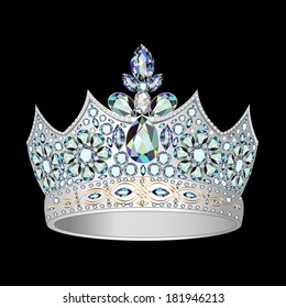 illustrations decorative crown of silver and precious stones
