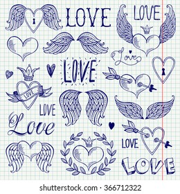 Illustrations and decorative elements for Valentine's Day.