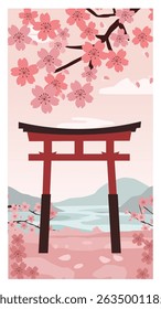 illustrations dedicated to the Cherry Blossom Festival, a celebrated springtime event. design features blooming cherry blossom trees (sakura), creating delicate pink and white canopies. 