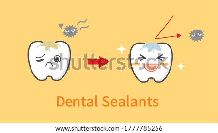 illustrations of dental sealants treatment before after Сток-фото © 