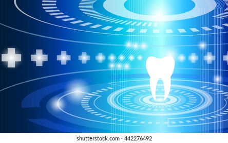 illustrations dentist,background technology concept in blue light,technology modern medical science in future and global international medical with tests analysis 