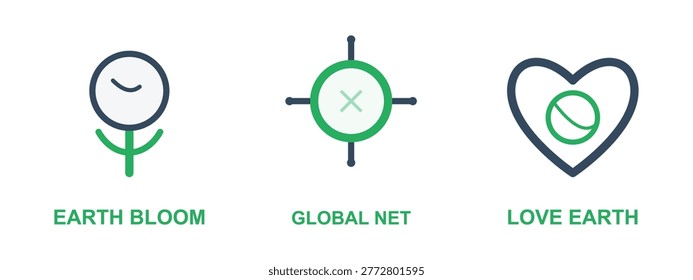 Illustrations depicting growth, global connection, and affection for Earth, promoting World Environment Day's message of sustainability.