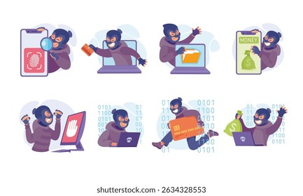 Illustrations Depicting the Modern Digital Shopping Experience and Its Various Aspects