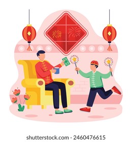 Illustrations Depicting New Year Celebration