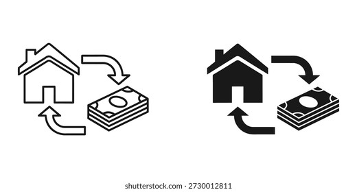 Ilustraciones que representan el proceso de inversión inmobiliaria y pagos de hipotecas. Ideal para temas financieros y de propiedad de vivienda.