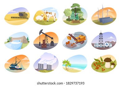 Illustrations depicting types of natural resources