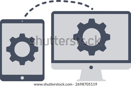 Illustrations depicting various digital devices sharing and synchronizing information and user preferences.