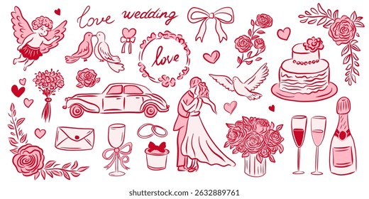 Illustrations Depicting Weddings and Love for All Your Romantic Celebrations and Events