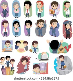 Illustrations describing situations happening in the company