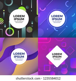Illustrations design concept object set memphis style covers. Collection of cool bright poster. Abstract geometric shapes compositions. Vector illustrate.