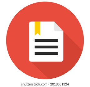 Illustrationen für Design, Elemente und Konzepte von Business, Büroarbeit, Marketing, Studie, Seo. Runde Vektorflachsymbole mit langem Schatten für Web- und mobile Anwendungen, Dokumentsymbol auf der Schaltfläche mit Quadrat