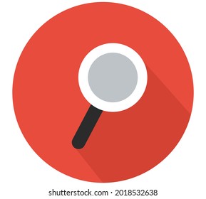 Illustrations for design, elements and concepts of business, office work, marketing, study, seo. Round vector flat icons with long shadow for web and mobile applications, vector magnifying icon