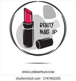 Illustrations of the design of the lipstick logo are used for icons, websites