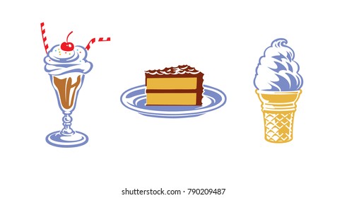 Illustrations of desserts