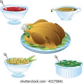 Illustrations of different thanksgiving icons