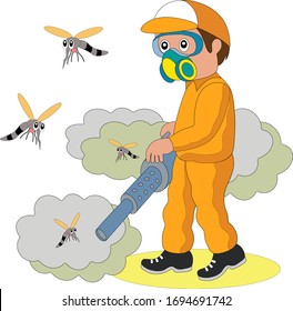 illustrations of disinfectants fogging to kill insects