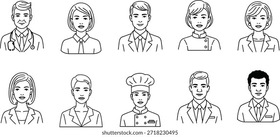 Ilustraciones de diversos profesionales en diversas ocupaciones
