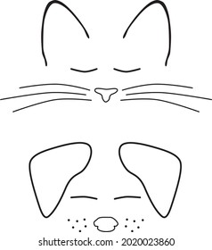 Illustrations of a dog and cat face.