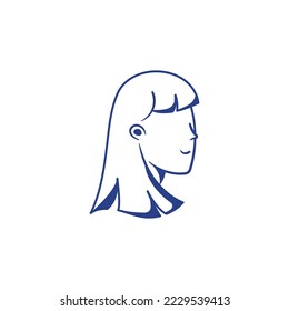 Illustrations drawing of man or women face smiling outline vector icon faceless