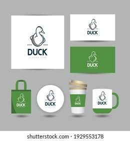 Illustrations of duck logo design template.