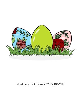 Illustrations Easter Egg in Grass Vector 
