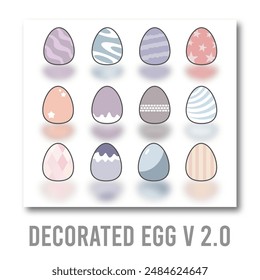 illustrations of Easter eggs and decorated eggs version 2