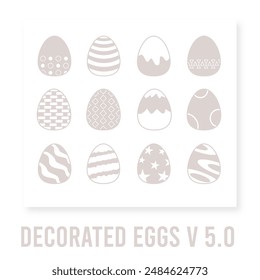 illustrations of Easter eggs and decorated eggs version 5